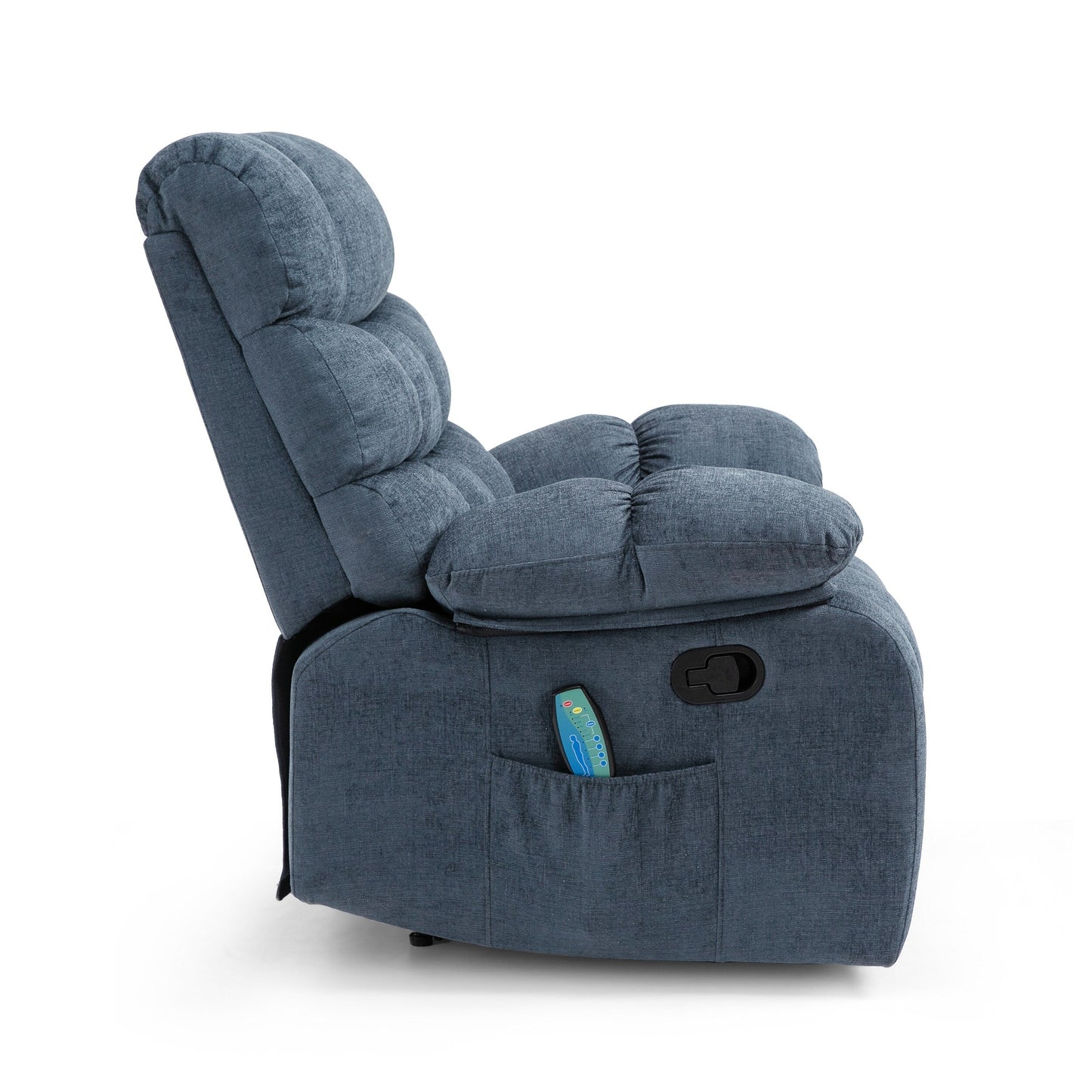 Fauteuil de massage inclinable moderne avec coussins capitonnés et inclinaison manuelle