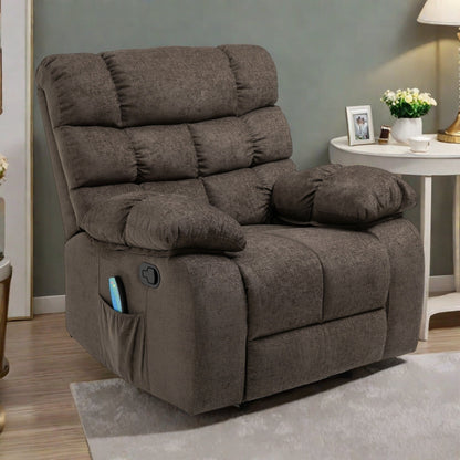 Fauteuil de massage inclinable moderne avec coussins capitonnés, 5 modes, télécommande et inclinaison manuelle