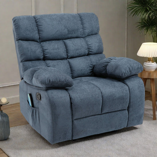 Fauteuil de massage inclinable moderne avec coussins capitonnés, 5 modes, télécommande et inclinaison manuelle