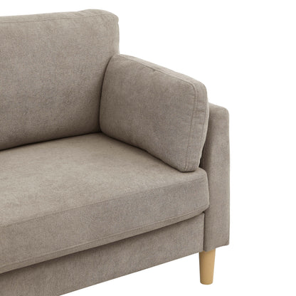 Canapé 2 places minimaliste moderne avec pieds en bois robustes, dossier moelleux et coussins d'accoudoirs