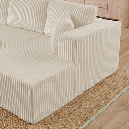 Canapé modulaire sectionnel en velours côtelé en forme de U minimaliste moderne - Canapé-lit compressé et peu encombrant pour salon et chambre