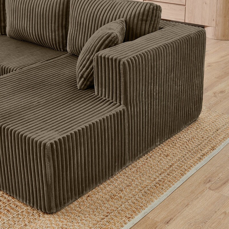 Canapé modulaire sectionnel en velours côtelé en forme de U minimaliste moderne - Canapé-lit compressé et peu encombrant pour salon et chambre