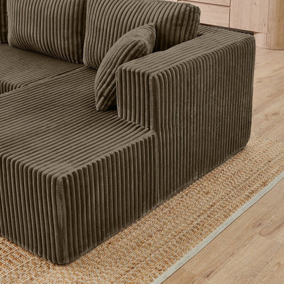 Canapé modulaire sectionnel en velours côtelé en forme de U minimaliste moderne - Canapé-lit compressé et peu encombrant pour salon et chambre