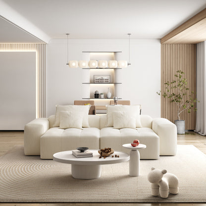 Canapé modulaire moderne en chenille avec 2 chaises longues, 2 accoudoirs et 4 coussins pour le salon