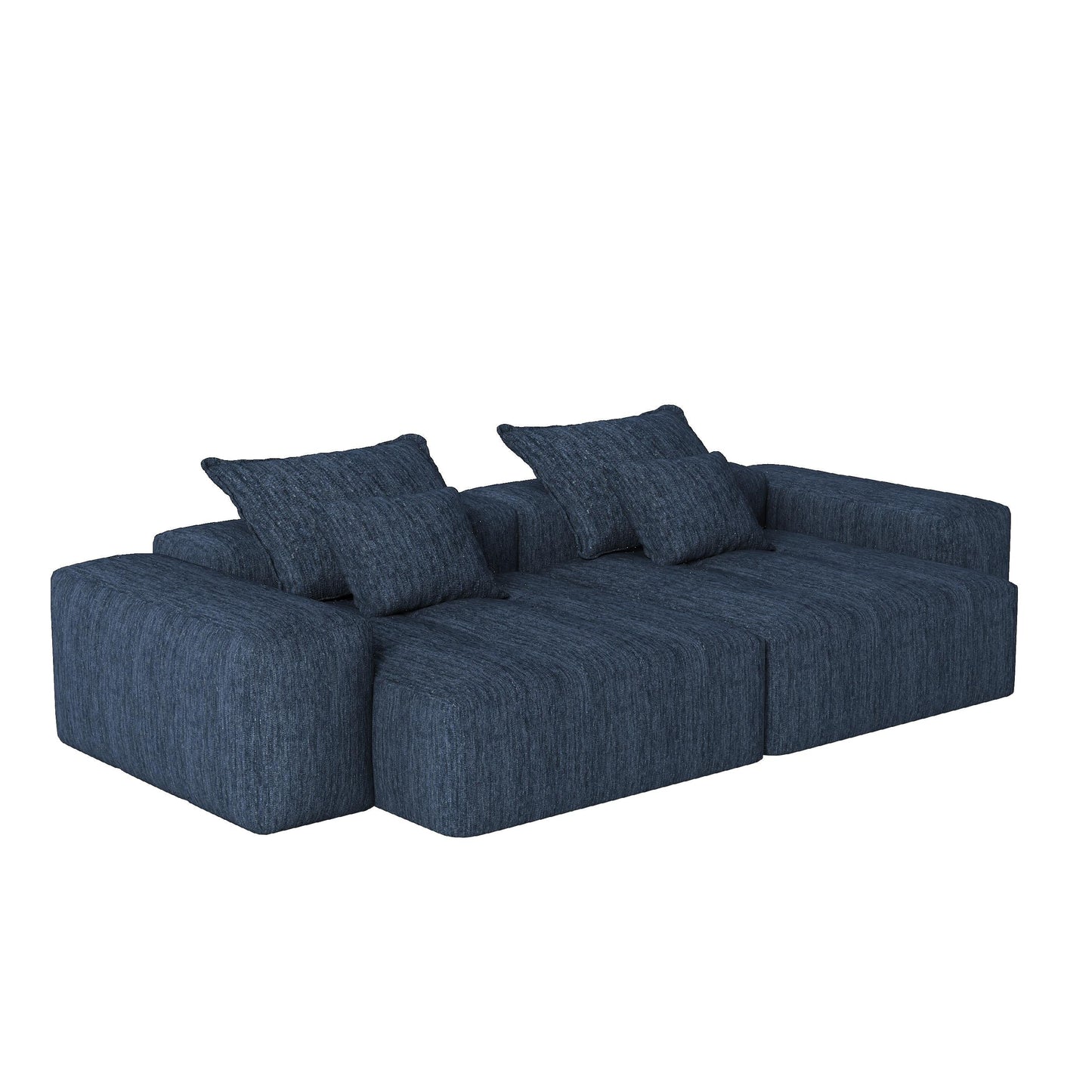Canapé modulaire moderne en chenille avec 2 chaises longues, 2 accoudoirs et 4 coussins pour le salon