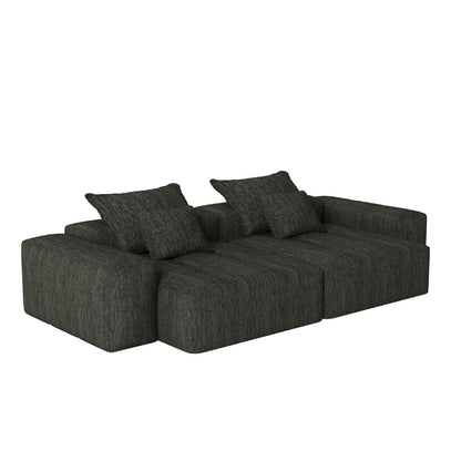 Canapé modulaire moderne en chenille avec 2 chaises longues, 2 accoudoirs et 4 coussins pour le salon