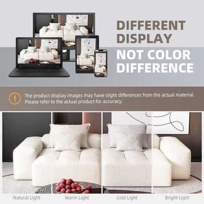 Canapé modulaire moderne en chenille avec 2 chaises longues, 2 accoudoirs et 4 coussins pour le salon