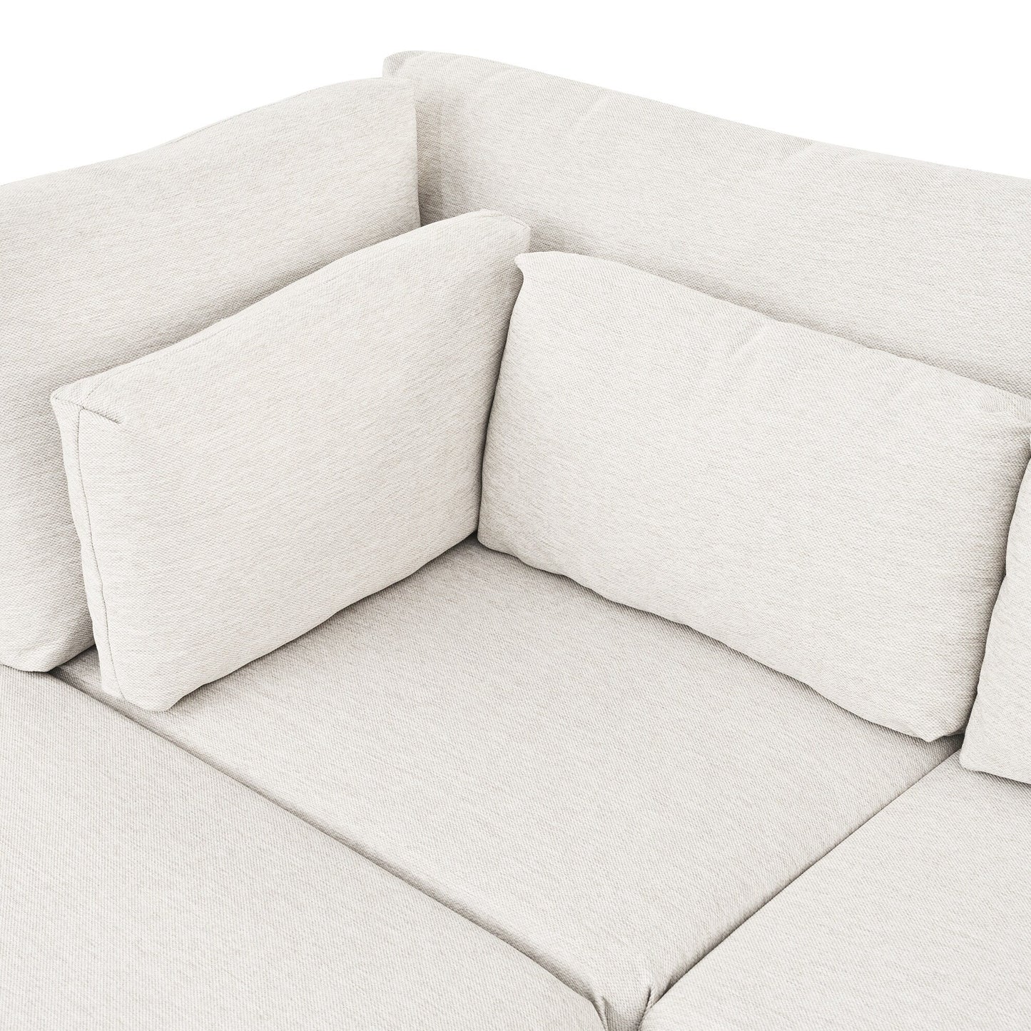 Canapé modulaire moderne en L 4 places avec 5 coussins et pouf amovible pour salon ou bureau