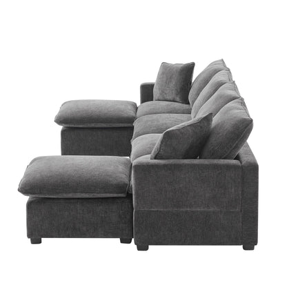 Canapé modulaire moderne, ensemble de canapés sectionnels 4 places en chenille avec 2 coussins inclus, mobilier d'intérieur librement combinable