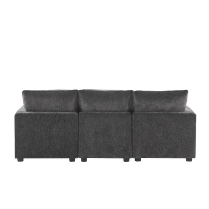 Canapé modulaire moderne, ensemble de canapés sectionnels 4 places en chenille avec 2 coussins inclus, mobilier d'intérieur librement combinable