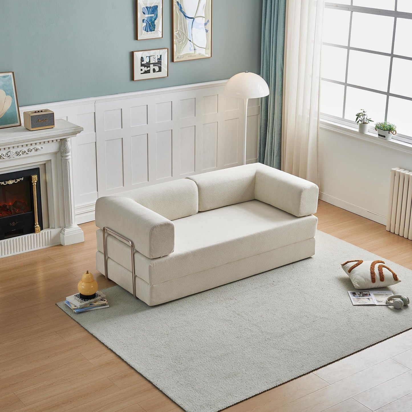 Canapé-lit 3 places moderne et multifonctionnel en velours côtelé, avec configurations polyvalentes et design ergonomique