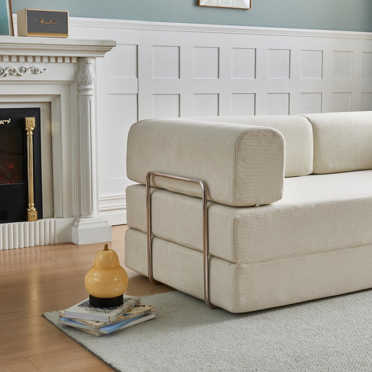 Canapé-lit 3 places moderne et multifonctionnel en velours côtelé, avec configurations polyvalentes et design ergonomique