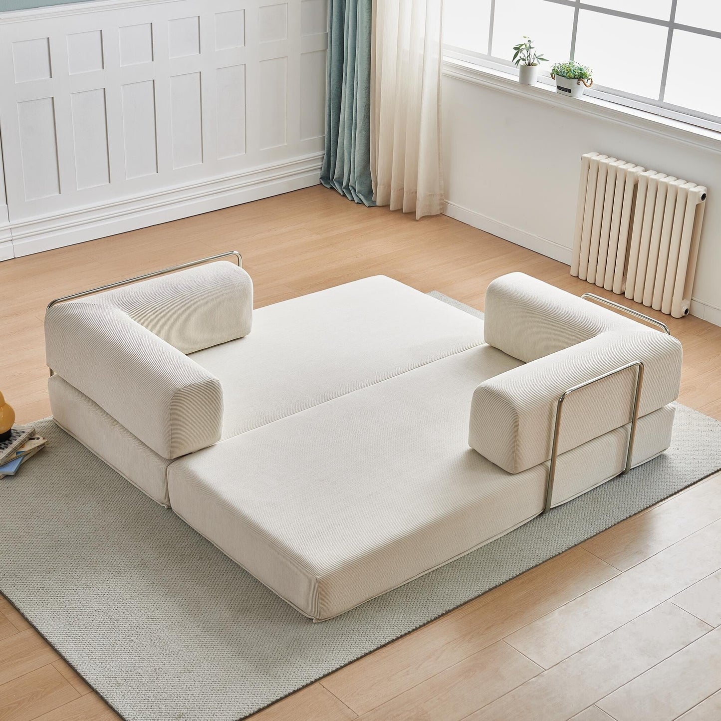 Canapé-lit 3 places moderne et multifonctionnel en velours côtelé, avec configurations polyvalentes et design ergonomique