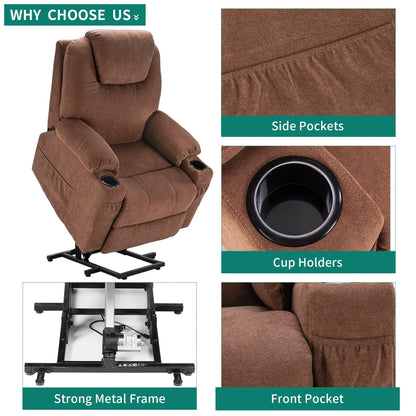 Fauteuil inclinable moderne blanc cassé en similicuir/tissu massant