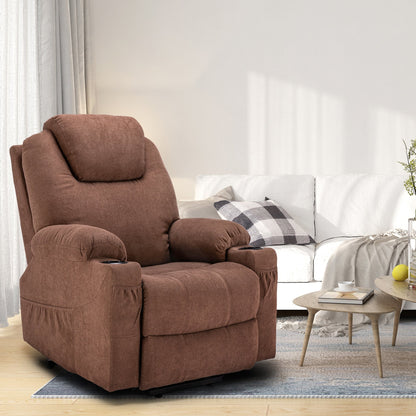 Fauteuil inclinable moderne blanc cassé en similicuir/tissu massant