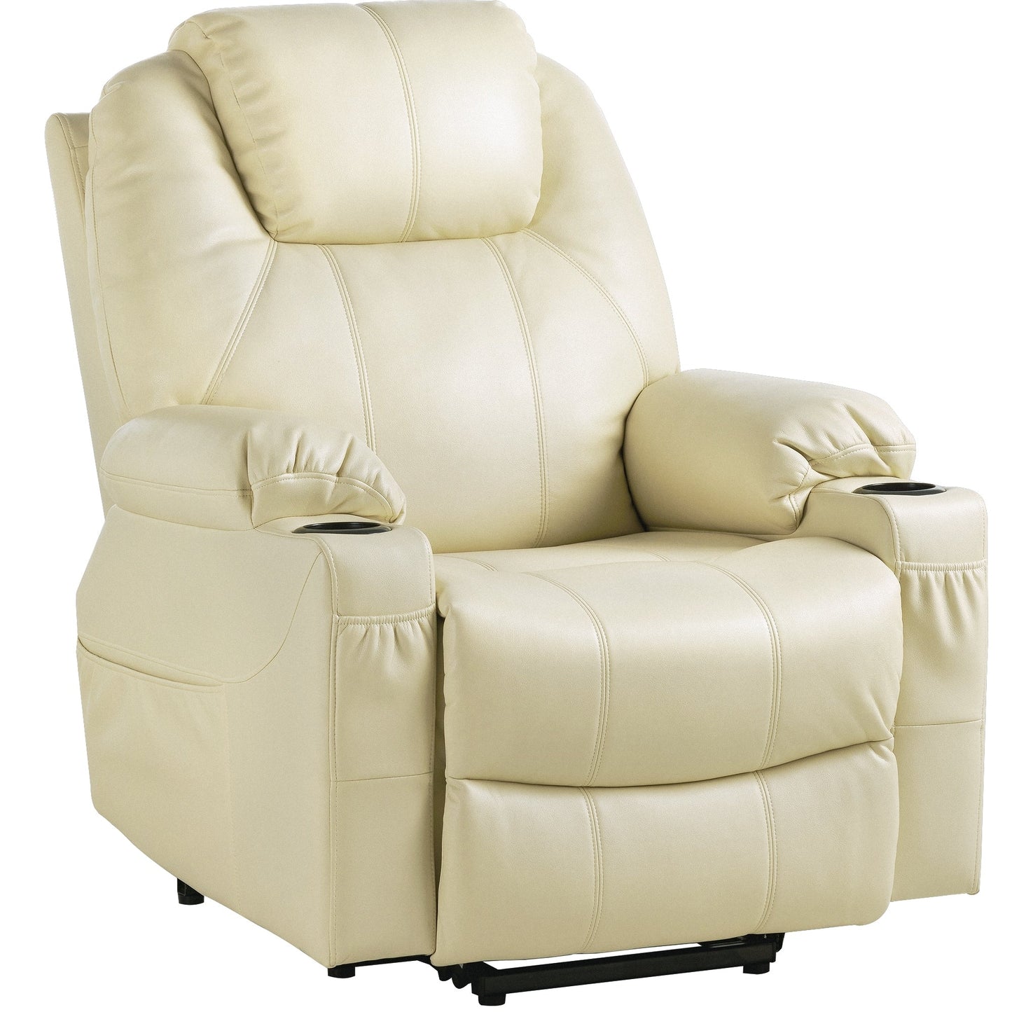 Fauteuil inclinable moderne blanc cassé en similicuir/tissu massant