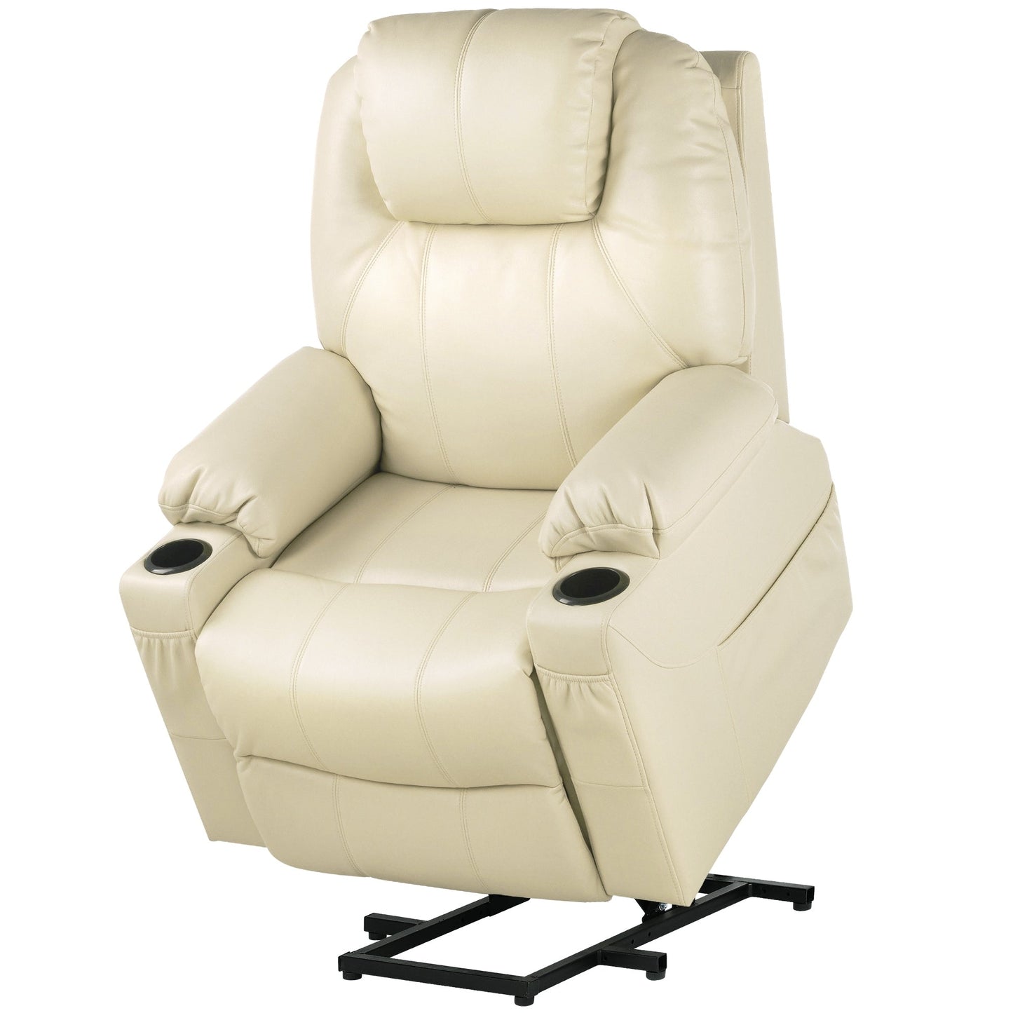 Fauteuil inclinable moderne blanc cassé en similicuir/tissu massant