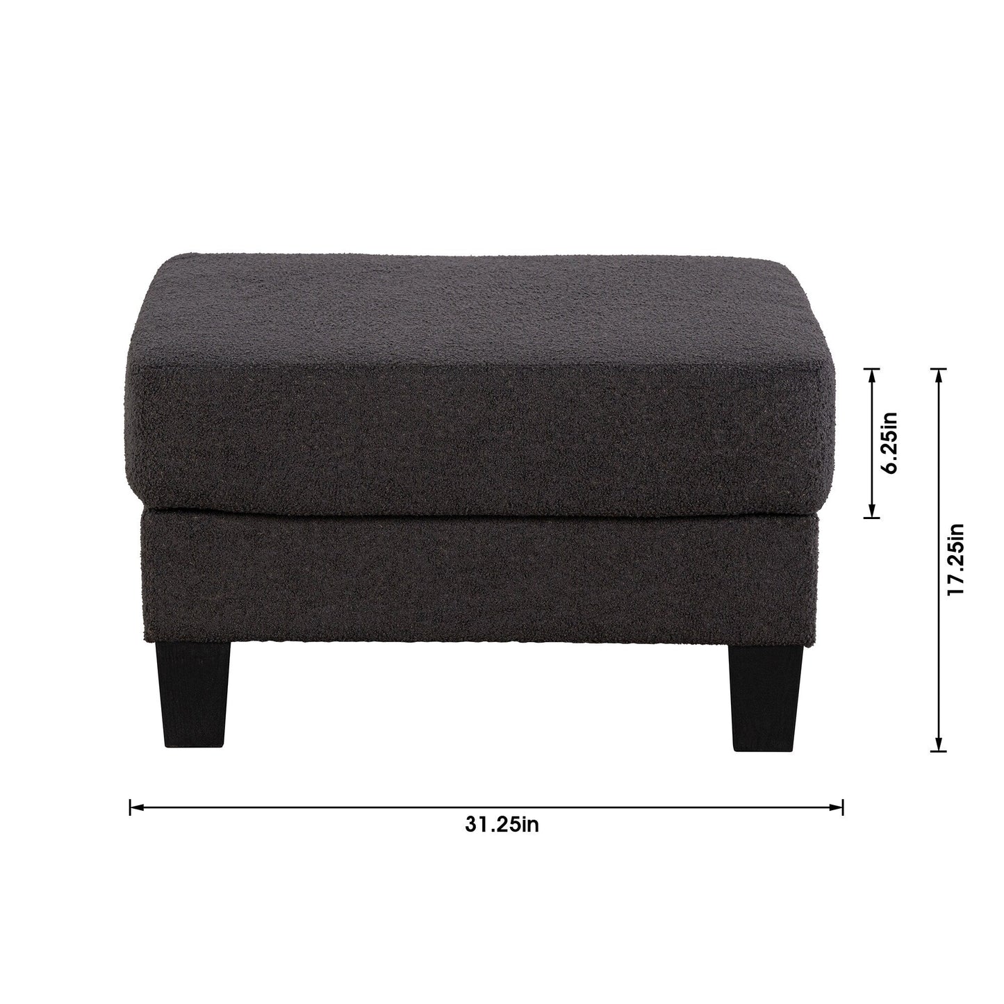 Pouf moderne en tissu noir avec fonction de rangement