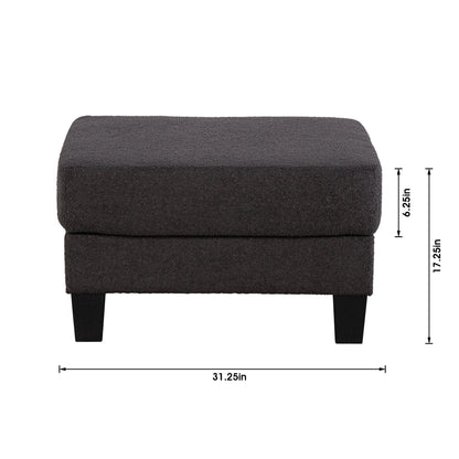 Pouf moderne en tissu noir avec fonction de rangement