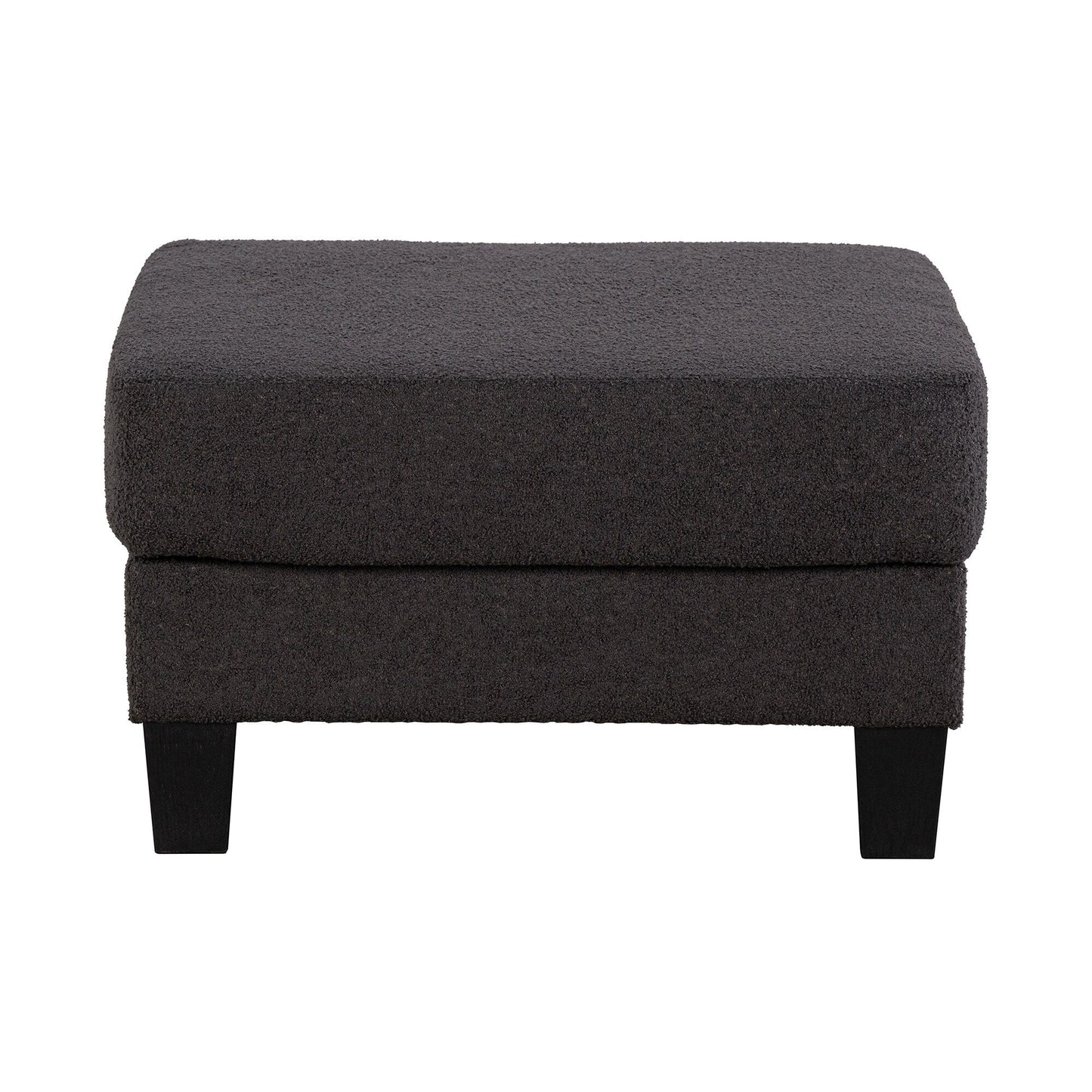 Pouf moderne en tissu noir avec fonction de rangement