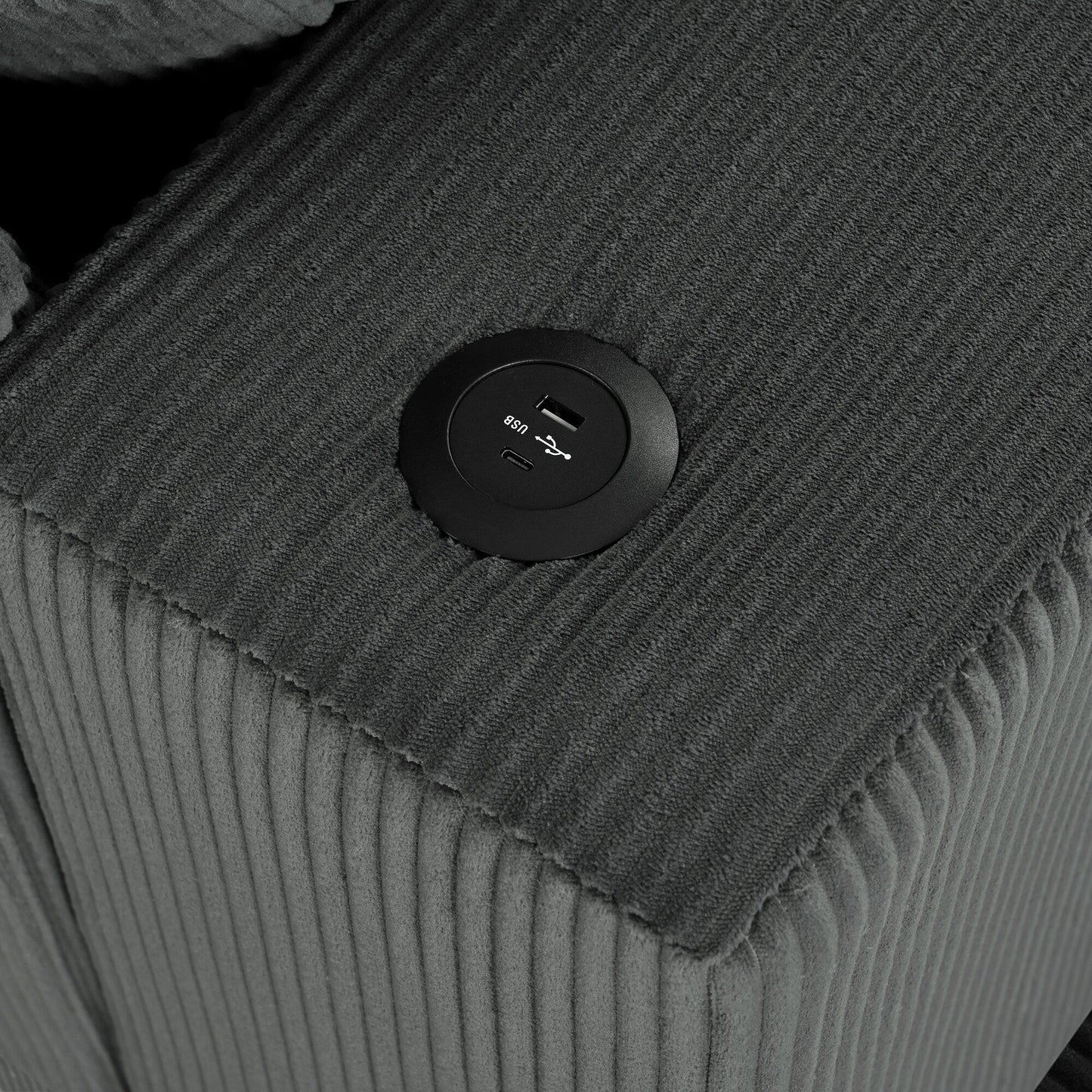 Canapé 3 places moderne et surdimensionné avec porte-gobelets et ports de chargement USB, coussins épais pour le salon