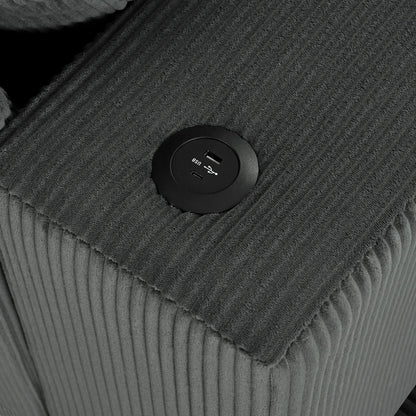 Canapé 3 places moderne et surdimensionné avec porte-gobelets et ports de chargement USB, coussins épais pour le salon