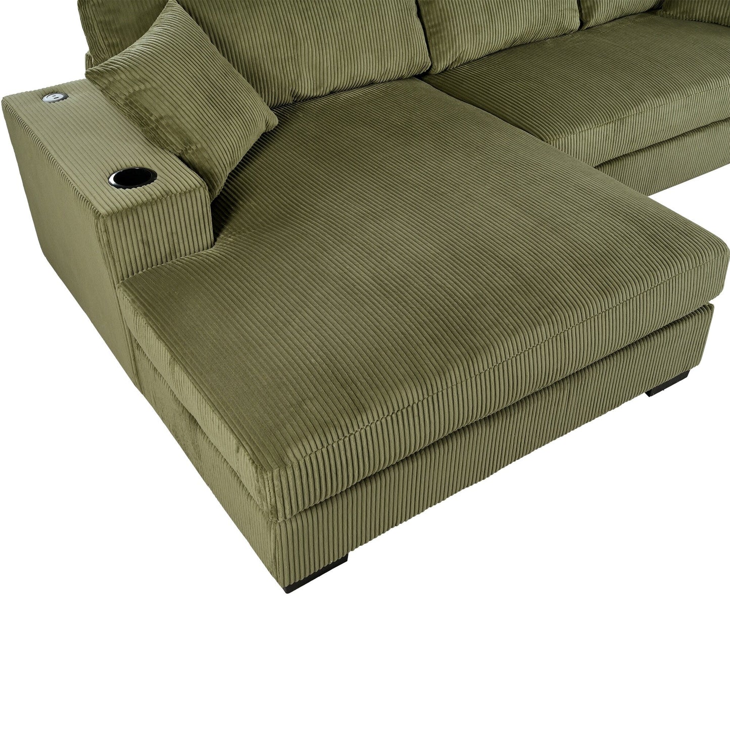 Canapé 3 places moderne et surdimensionné avec porte-gobelets et ports de chargement USB, coussins épais pour le salon