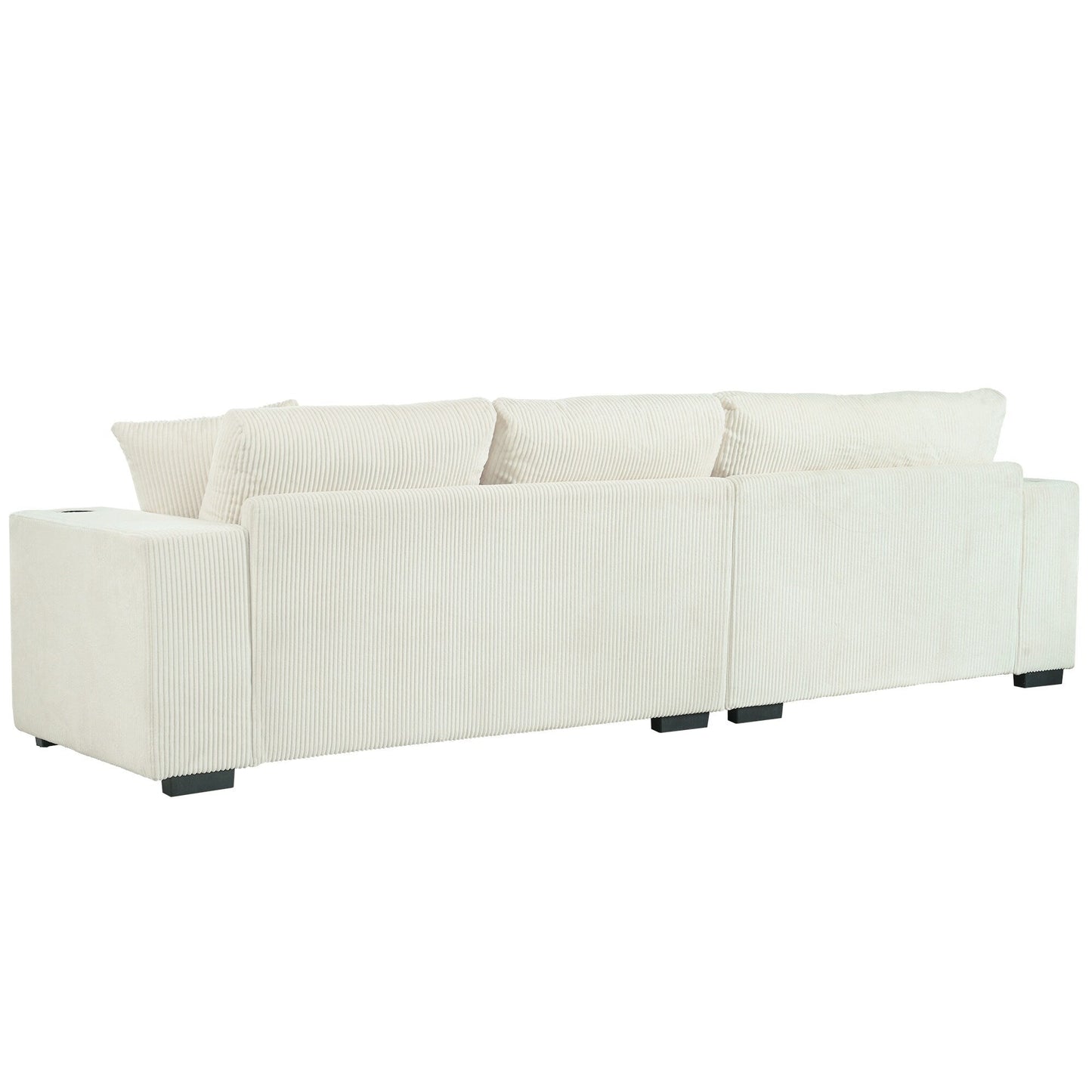 Canapé 3 places moderne et surdimensionné avec porte-gobelets et ports de chargement USB, coussins épais pour le salon