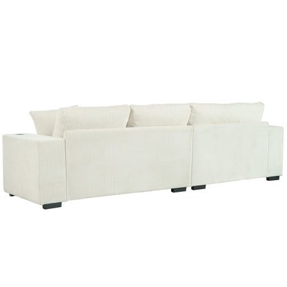 Canapé 3 places moderne et surdimensionné avec porte-gobelets et ports de chargement USB, coussins épais pour le salon