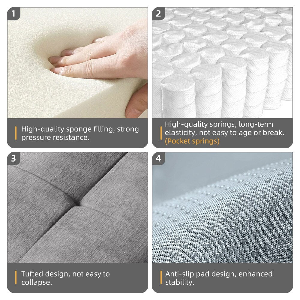 Canapé modulaire moderne surdimensionné en chenille, capitonné, avec 6 oreillers et pouf pour le salon