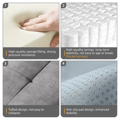 Canapé modulaire moderne surdimensionné en chenille, capitonné, avec 6 oreillers et pouf pour le salon