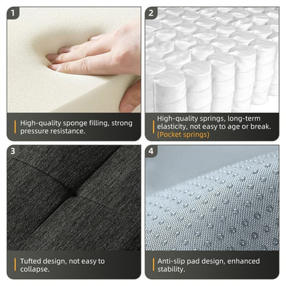 Canapé modulaire moderne surdimensionné en chenille, capitonné, avec 6 oreillers et pouf pour le salon