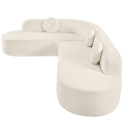 Canapé sectionnel incurvé surdimensionné moderne 4 places avec 3 coussins ronds pour le salon