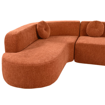 Canapé sectionnel incurvé surdimensionné moderne 4 places avec 3 coussins ronds pour le salon