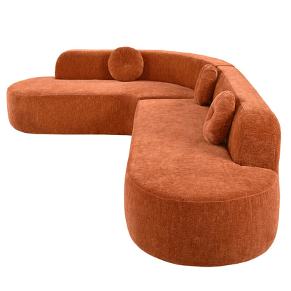 Canapé sectionnel incurvé surdimensionné moderne 4 places avec 3 coussins ronds pour le salon