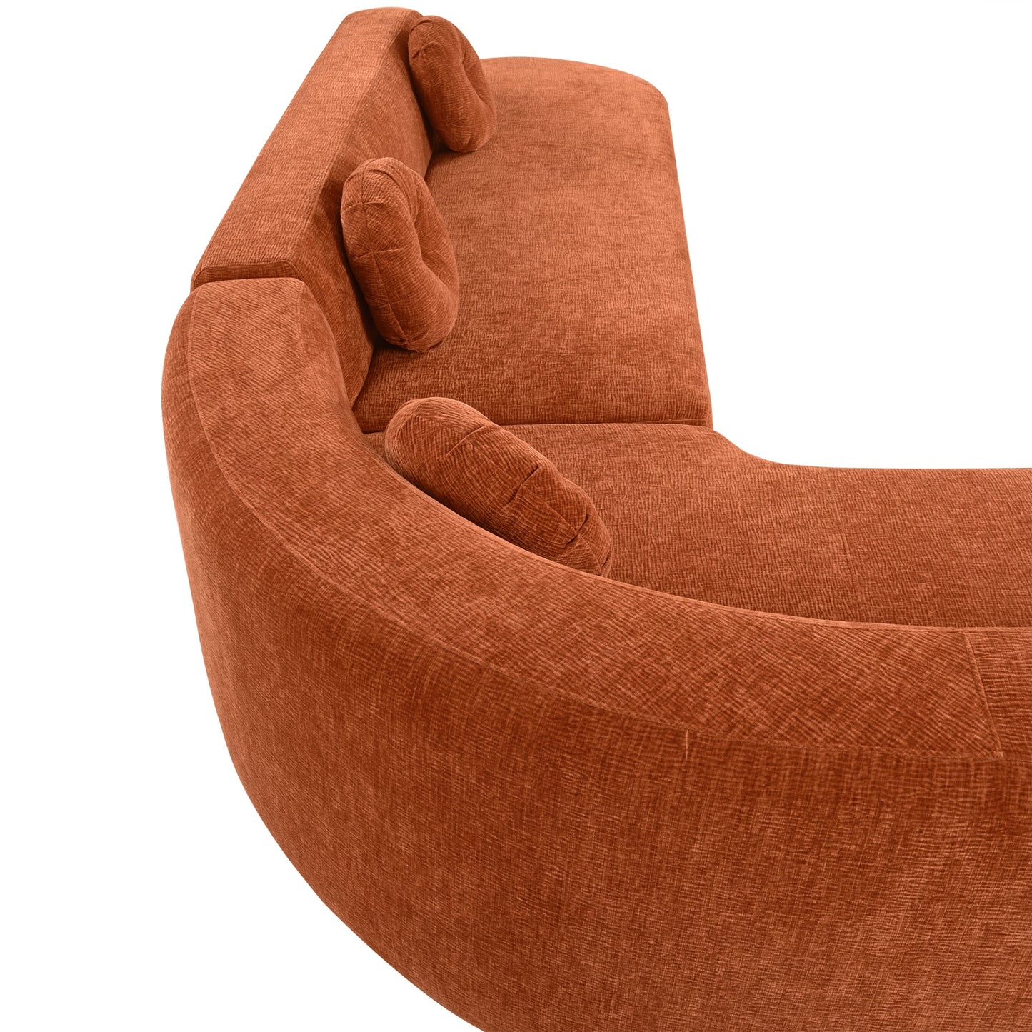 Canapé sectionnel incurvé surdimensionné moderne 4 places avec 3 coussins ronds pour le salon