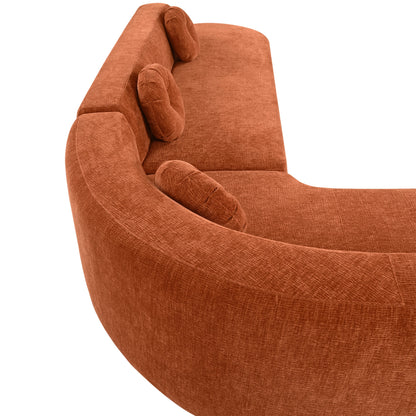 Canapé sectionnel incurvé surdimensionné moderne 4 places avec 3 coussins ronds pour le salon