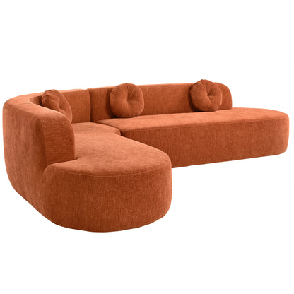 Canapé sectionnel incurvé surdimensionné moderne 4 places avec 3 coussins ronds pour le salon