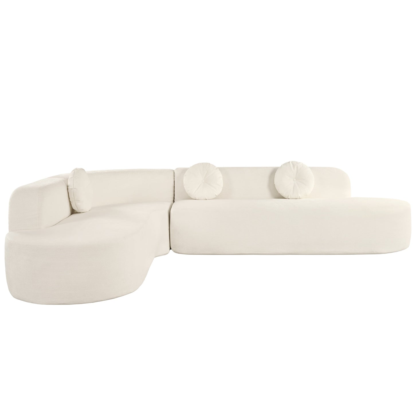 Canapé sectionnel incurvé surdimensionné moderne 4 places avec 3 coussins ronds pour le salon