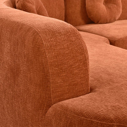 Canapé sectionnel incurvé surdimensionné moderne 4 places avec 3 coussins ronds pour le salon