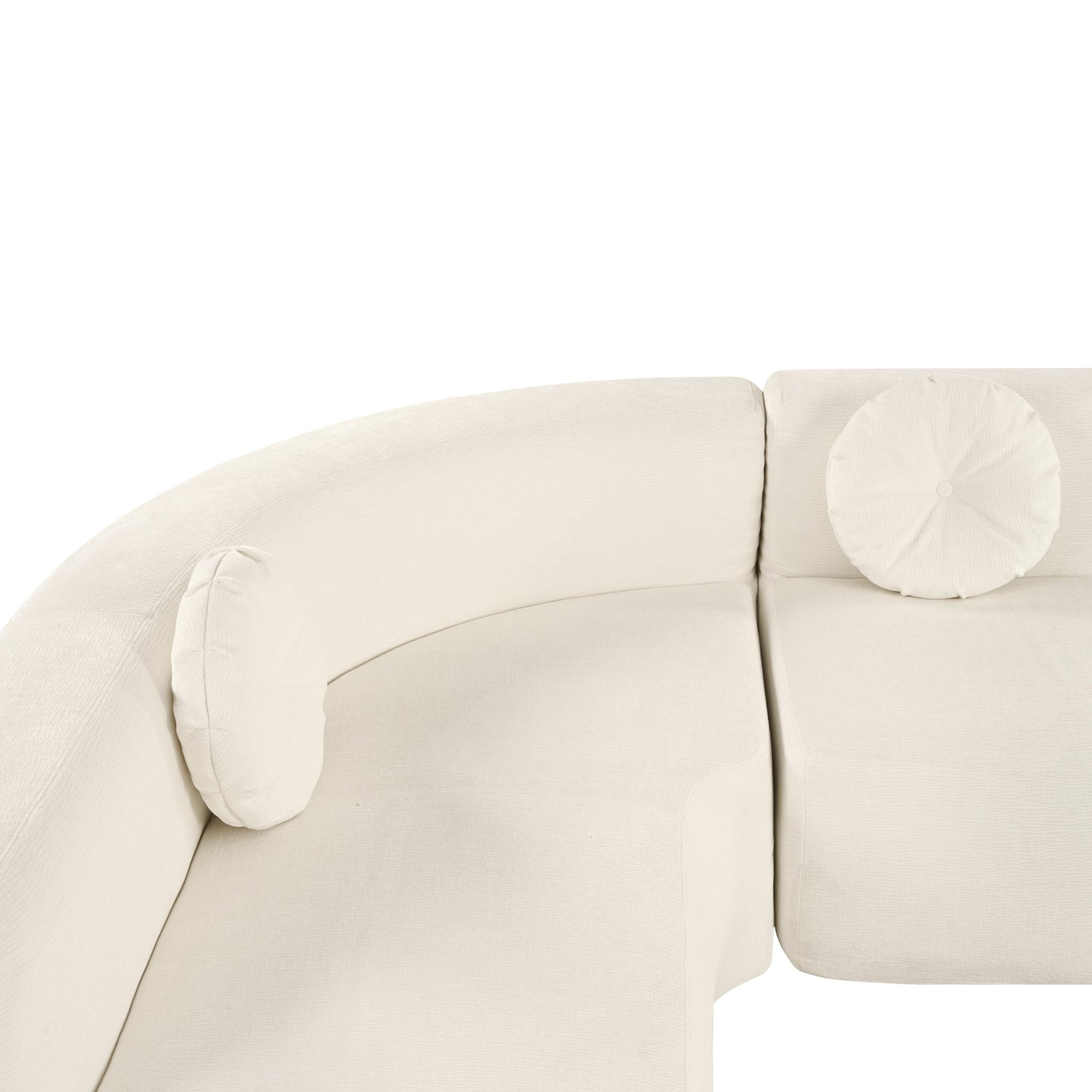 Canapé sectionnel incurvé surdimensionné moderne 4 places avec 3 coussins ronds pour le salon