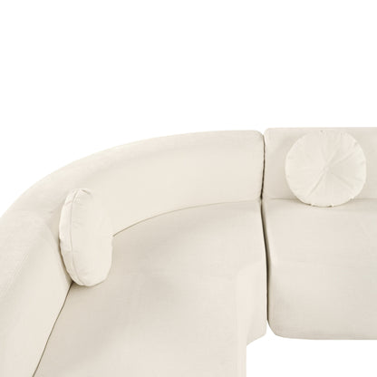 Canapé sectionnel incurvé surdimensionné moderne 4 places avec 3 coussins ronds pour le salon