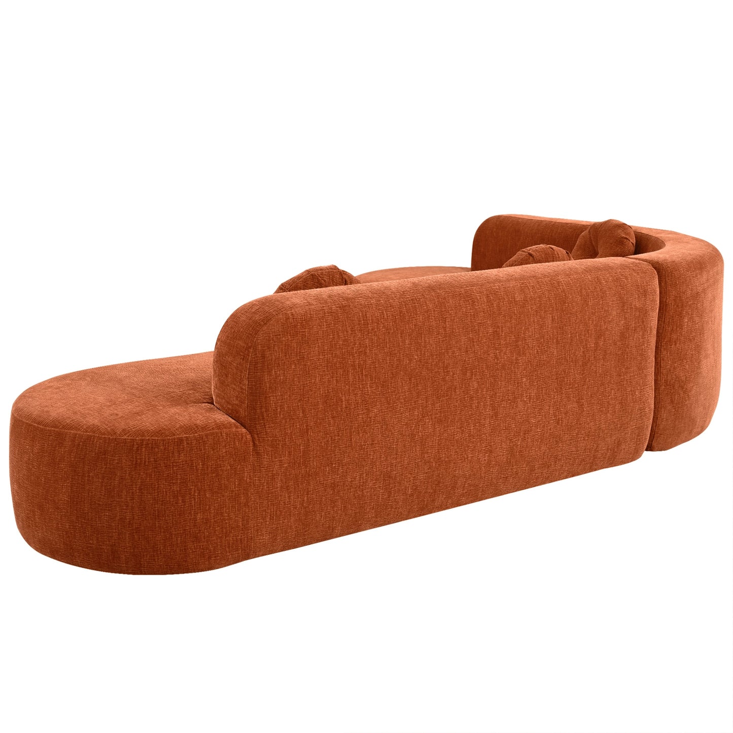 Canapé sectionnel incurvé surdimensionné moderne 4 places avec 3 coussins ronds pour le salon