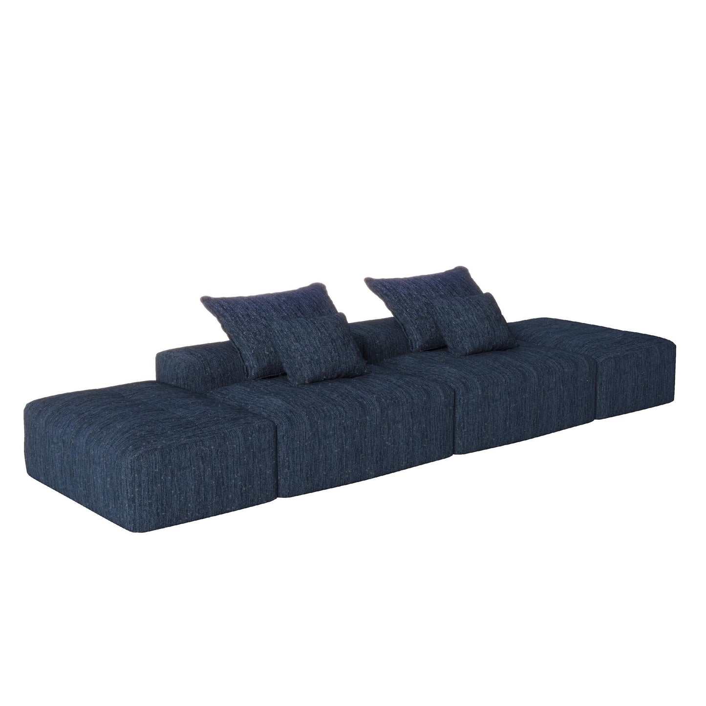 Canapé modulaire moderne surdimensionné en chenille avec 2 poufs, 2 places et 4 coussins pour le salon
