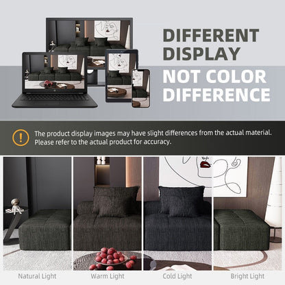 Canapé modulaire moderne surdimensionné en chenille avec 2 poufs, 2 places et 4 coussins pour le salon