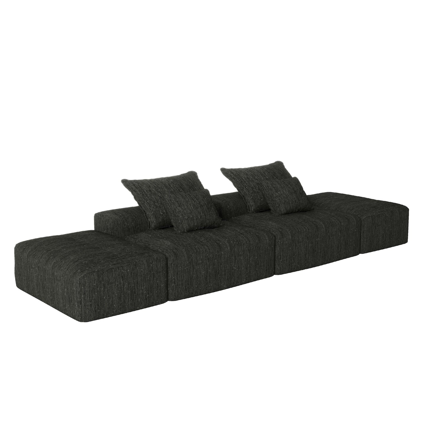 Canapé modulaire moderne surdimensionné en chenille avec 2 poufs, 2 places et 4 coussins pour le salon