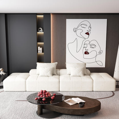 Canapé modulaire moderne surdimensionné en chenille avec 2 poufs, 2 places et 4 coussins pour le salon