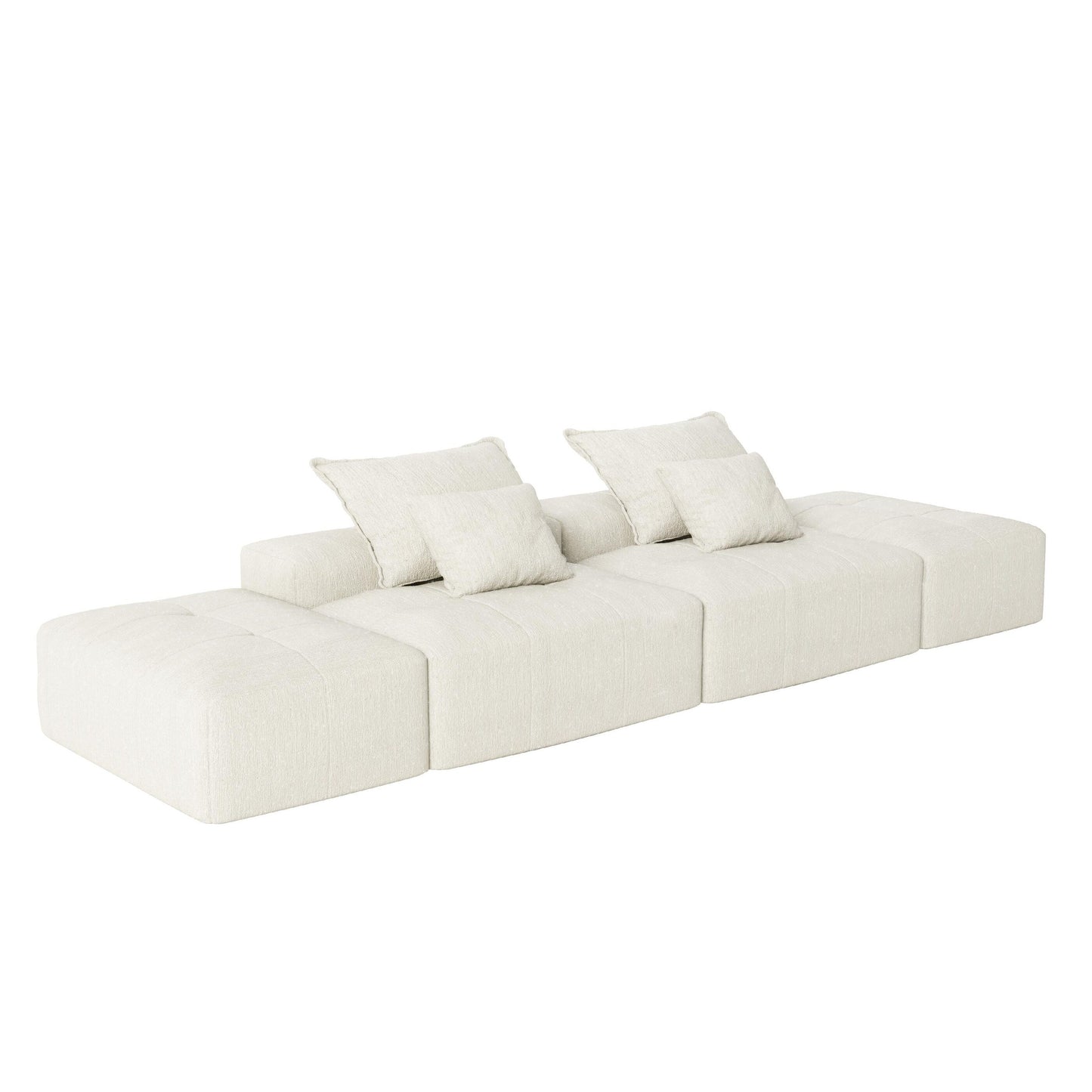 Canapé modulaire moderne surdimensionné en chenille avec 2 poufs, 2 places et 4 coussins pour le salon
