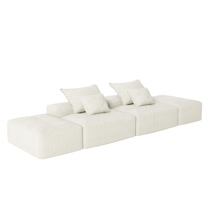 Canapé modulaire moderne surdimensionné en chenille avec 2 poufs, 2 places et 4 coussins pour le salon