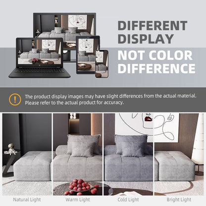 Canapé modulaire moderne surdimensionné en chenille avec 2 poufs, 2 places et 4 coussins pour le salon